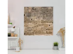 Banjado Pinnwände^Magnettafel 50x50cm Magnetwand Weiß Aus Metall Magnetpinnwand Pinnwand Inkl. 4 Magnete Motiv Steinwand Antik