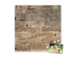 Banjado Pinnwände^Magnettafel 50x50cm Magnetwand Weiß Aus Metall Magnetpinnwand Pinnwand Inkl. 4 Magnete Motiv Steinwand Antik