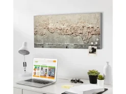 Banjado Pinnwände^Magnettafel 78x37cm Magnetwand Silber Aus Metall Magnetpinnwand Pinnwand Inkl. 4 Magnete Motiv Baulücke