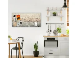 Banjado Pinnwände^Magnettafel 78x37cm Magnetwand Silber Aus Metall Magnetpinnwand Pinnwand Inkl. 4 Magnete Motiv Baulücke