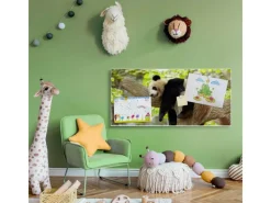 Banjado Pinnwände^Magnettafel 78x37cm Magnetwand Weiß Aus Metall Magnetpinnwand Pinnwand Inkl. 4 Magnete Motiv Panda