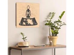 Banjado Schlüsselkasten Holz 30x30cm Schwarz Scharnier Rechts 50 Haken Design Schlüsselbox Motiv Entdecker-Laterne