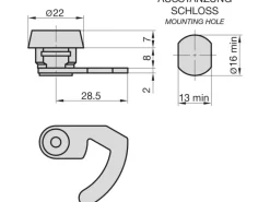 Basi - Hebelschloss - HS 359 - Gleichschließend - für Geldkassetten - mit Klammer - 9000-1359