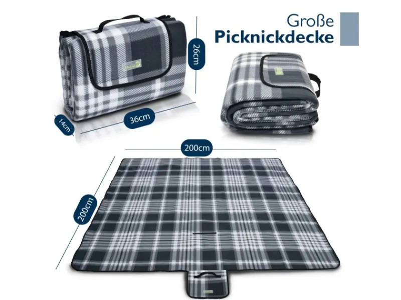 Beautissu Überwürfe^Bella KA Picknickdecke 200x200cm Kariert