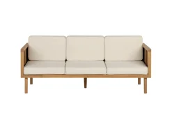 Beliani Gartensofa Heller Holzfarbton Beige 65x179x76