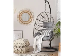 Beliani Hängesessel Schwarz 97x97x199