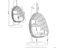 Beliani Hängesessel Schwarz 97x97x199