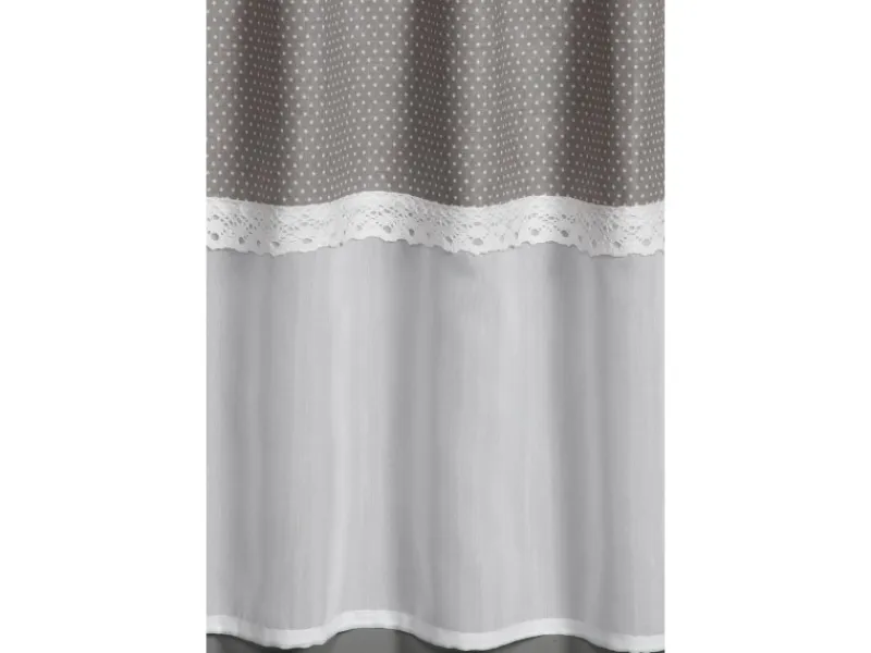 Bennetti Bordüren^Bistrogardine Batist mit Spitzenborte Silbergrau 45 x 135 cm