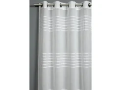 Bennetti Schal mit Ösen Etamine 3-D Streifen Weiß 140 x 245 cm