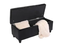 BERLINLODGE Aufbewahrung^Aufbewahrungs-Truhe Sitzbank Lars 45x112x45cm Leder & Kunstleder