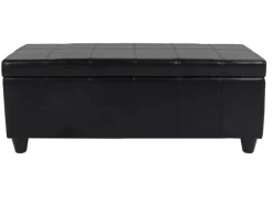 BERLINLODGE Aufbewahrung^Aufbewahrungs-Truhe Sitzbank Lars 45x112x45cm Leder & Kunstleder