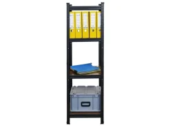 BERLINLODGE Regalsysteme^5er Wohnregal Ragnar Set HxBxT 150x45x45cm Fachlast 100kg Vintagebraun-Schwarz