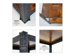 BERLINLODGE Regalsysteme^2er Wohnregal Ragnar Set HxBxT 150x45x45cm Fachlast 100kg Vintagebraun-Schwarz