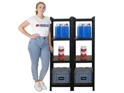 BERLINLODGE Regalsysteme^2er Wohnregal Ragnar Set HxBxT 150x45x45cm Fachlast 100kg Vintagebraun-Schwarz