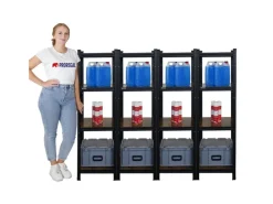 BERLINLODGE 4er Wohnregal Ragnar Set HxBxT 150x45x45cm Fachlast 100kg Vintagebraun-Schwarz