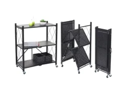 BERLINLODGE KLAP Klappbares Regal Auf Rollen HxBxT 87 x 72 x 34 cm 3 Ebenen Belastbarkeit 150kg Wohnregal