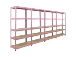 BERLINLODGE Mega Deal 4x Wohnregal PINK LADY HxBxT 180x90x40cm Fachlast 175kg 5 Ebenen Pink Bücherregal Standregal Büroregal