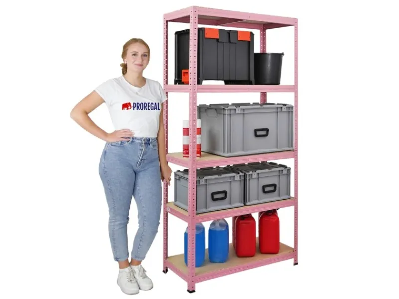 BERLINLODGE Bücherregale^Mega Deal 2x Wohnregal PINK LADY HxBxT 180x90x40cm Fachlast 175kg 5 Ebenen Pink Bücherregal Standregal Büroregal