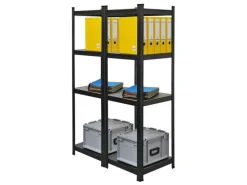 BERLINLODGE Mega Deal 2x Wohnregal Ragnar HxBxT 150x45x45cm Fachlast 100kg Matt Shwarz Bücherregal Standregal Büroregal für Wohnzimmer