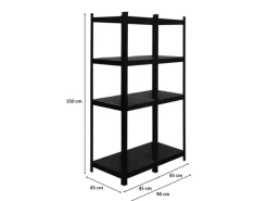 BERLINLODGE Mega Deal 2x Wohnregal Ragnar HxBxT 150x45x45cm Fachlast 100kg Matt Shwarz Bücherregal Standregal Büroregal für Wohnzimmer