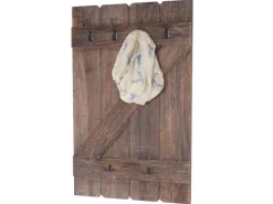 BERLINLODGE Garderoben^Wandgarderobe 91x60x10cm 6 Haken Shabby