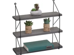 BERLINLODGE Schweberegale^Wandregal HxBxT 40x40x13cm 3 Regalböden Metall Massiv-Holz Industrial Hängeregal Schweberegal Regal