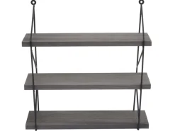 BERLINLODGE Schweberegale^Wandregal HxBxT 40x40x13cm 3 Regalböden Metall Massiv-Holz Industrial Hängeregal Schweberegal Regal