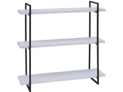 BERLINLODGE Wandregal HxBxT 60x60x18cm 3 Regalböden Massiv-Holz Industrial Weiß Hängeregal Schweberegal