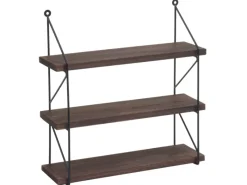 BERLINLODGE Schweberegale|Holzregale^Wandregal HxBxT 40x40x13cm 3 Regalböden Metall Massiv-Holz Industrial Hängeregal Schweberegal Regal