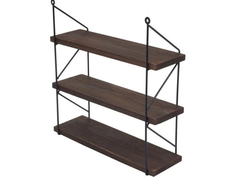 BERLINLODGE Schweberegale|Holzregale^Wandregal HxBxT 40x40x13cm 3 Regalböden Metall Massiv-Holz Industrial Hängeregal Schweberegal Regal