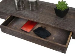 BERLINLODGE Wandregal HxBxT 8x80x25cm Schweberegal Wandboard Hängeregal Regal Schublade Massiv-Holz Shabby