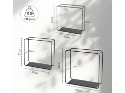 BERLINLODGE Schweberegale^Wandregal Metall 3er Set Schwarz Schweberegal 3-Teiliges Hängeregal Würfelregal Schrankregal Wanddeko Und Ablage Schwarz