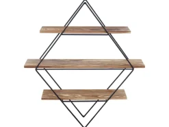 BERLINLODGE Schweberegale^Wandregal Rautenförmig HxBxT 60x55x12cm Industriedesign Echtholz Hängeregal Regal