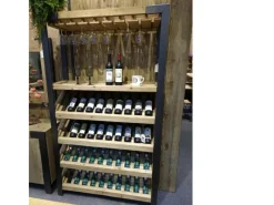 BERLINLODGE Flaschenregale^Weinregal Für 40 Flaschen Zubehör Und Gläser HxBxT 189x114x39cm Massivholz Flaschenregal Flaschenhalter Barschrank Weinständer