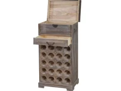 BERLINLODGE Weinregal Mit Schublade Und Truhe Flaschenregal Für 20 Flaschen HxBxT 94x48x31cm Shabby-Look Vintage