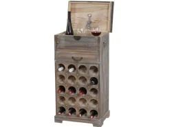 BERLINLODGE Weinregal Mit Schublade Und Truhe Flaschenregal Für 20 Flaschen HxBxT 94x48x31cm Shabby-Look Vintage