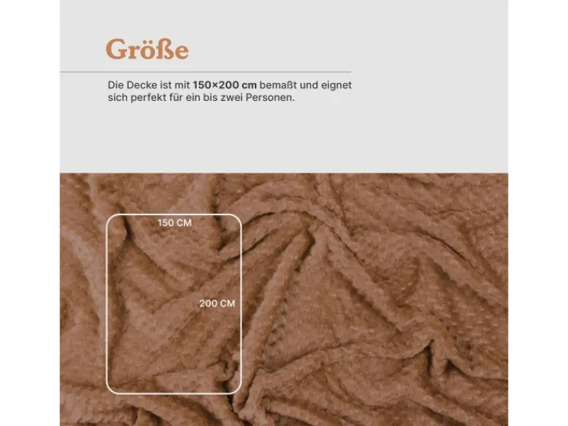 Bestgoodies Überwürfe|Decken^Kuscheldecke 150 x 200 cm Cashmere Soft Touch Popcorn Caramel