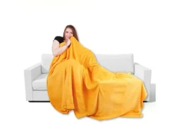 Bestgoodies Decken^Mikrofaser Decke Hellorange Marigold 210 x 280 cm