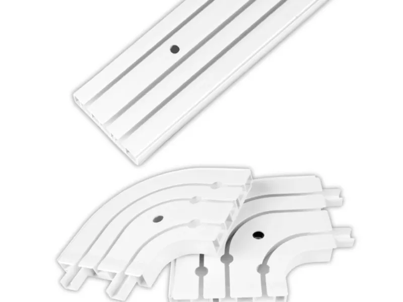 Bestlivings Gardinenschienen^180 cm Innenlaufschiene 3 Läufig & 2er Set Rundbogen / 2 x 90 cm