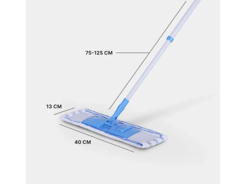 Bestlivings Bodenwischer Set Mikrofaser Blau Weiß Inkl. 4 Ersatzbezüge Blau