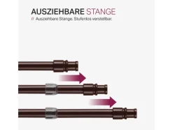 Bestlivings Gardinenstangen^Cafehausstangen Braun 75 bis 125 cm & Klemmträger