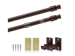 Bestlivings Gardinenstangen^Cafehausstangen Braun 75 bis 125 cm