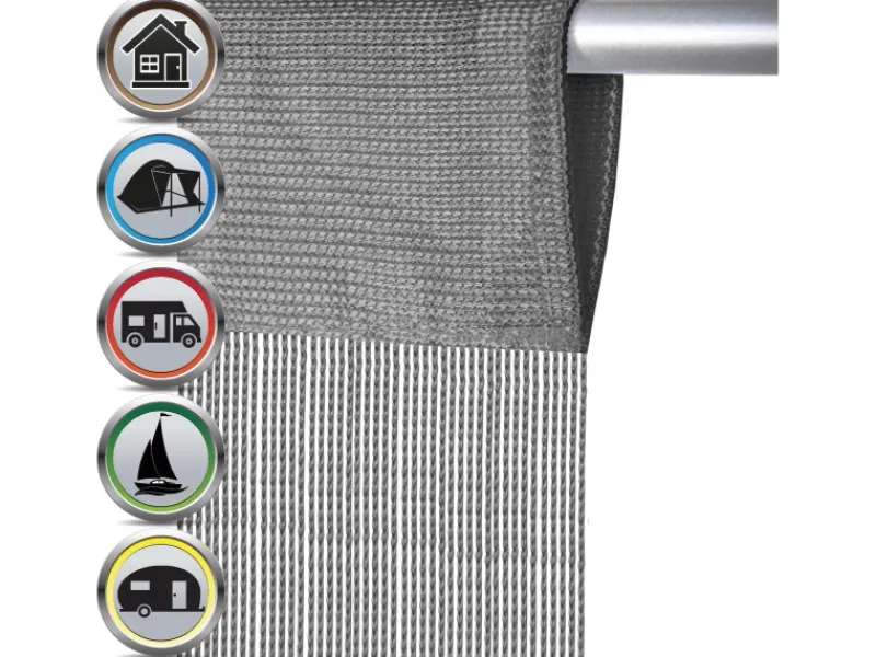 Bestlivings Fadengardine Vorhang für Wohnwagen in Anthrazit 56 cm x 185 cm