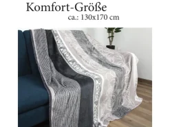Bestlivings Flanell Kuscheldecke Soft Touch 130 x 170 Bella Casa Hellgrau Ornament