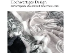 Bestlivings Flanell Kuscheldecke Soft Touch 130 x 170 Bella Casa Hellgrau Ornament