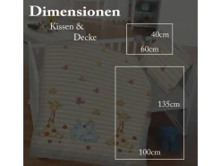 Bestlivings Kinder Bettwäsche 100 x 135 cm & 40 x 60 cm - Elefant & Giraffe