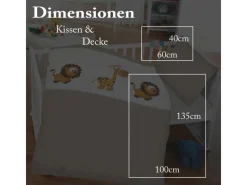 Bestlivings Bettwäsche^Kinder Bettwäsche 100 x 135 cm & 40 x 60 cm - Löwe & Giraffe