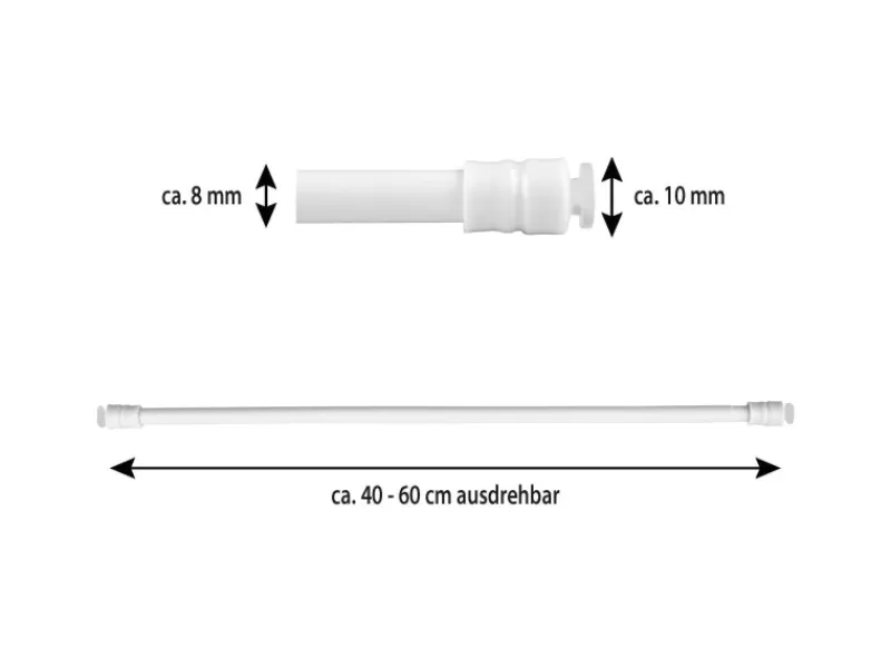 Bestlivings Klemmstangen mit Schraubtechnik Weiß 40 bis 60 cm 2er Pack
