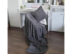 Bestlivings Überwürfe^Kuscheldecke-Kissen Set Jacquard-Flannel 150 x 200 cm