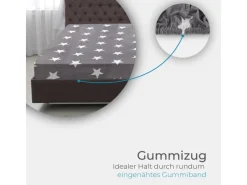 Bestlivings Decken|Bettwäsche^Spannbettlaken Cashmere Touch - 100 x 200 cm Anthrazit Sterne